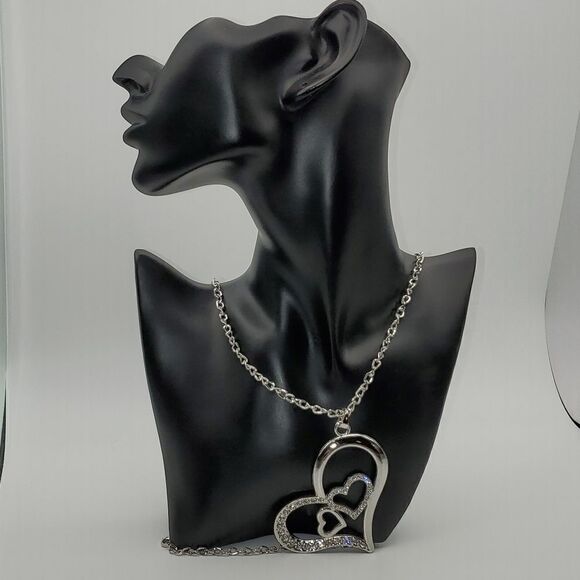 NEW HEART RHINESTONE STATEMENT VALENTINE'S DAY NECKLACE - Picture 3 of 10
